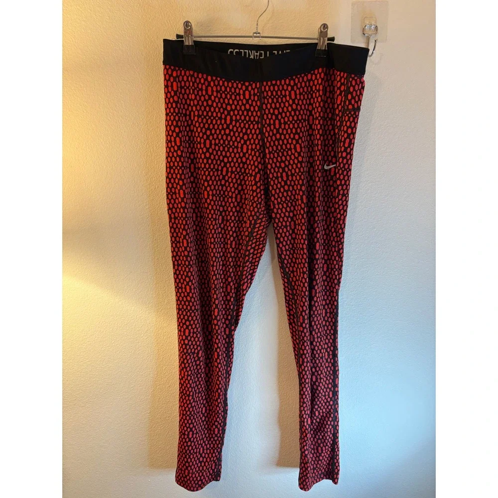 Nike Dri-FIT Leggings mens XL‎ Red Black Dotted Fast Live Fearless Tights